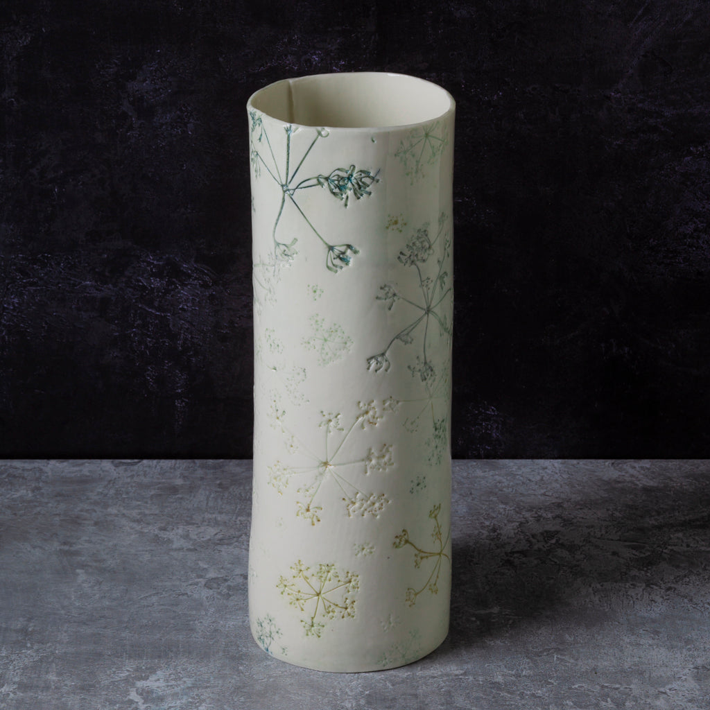 'Queen Anne's Lace' tall tealight - vase
