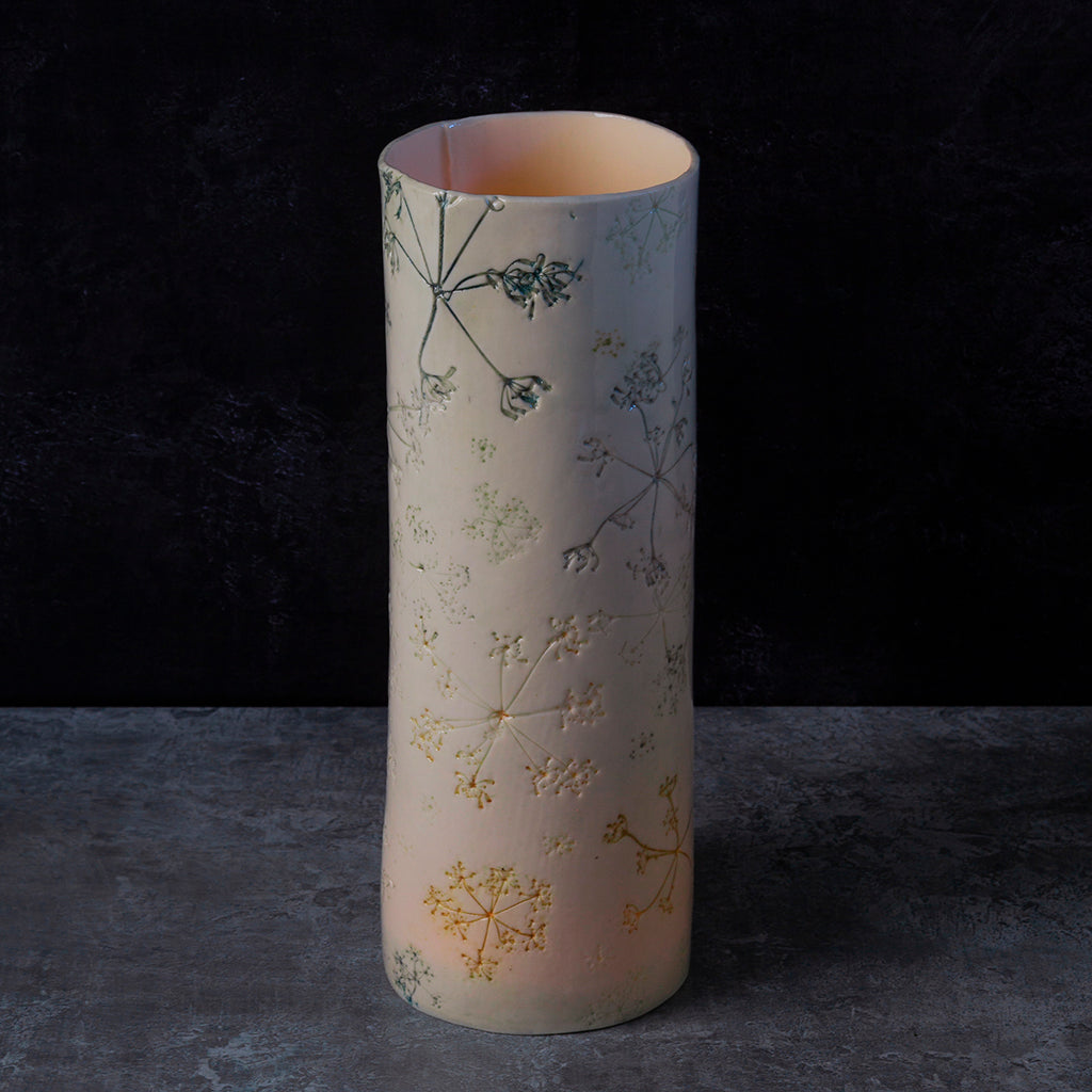'Queen Anne's Lace' tall tealight - vase