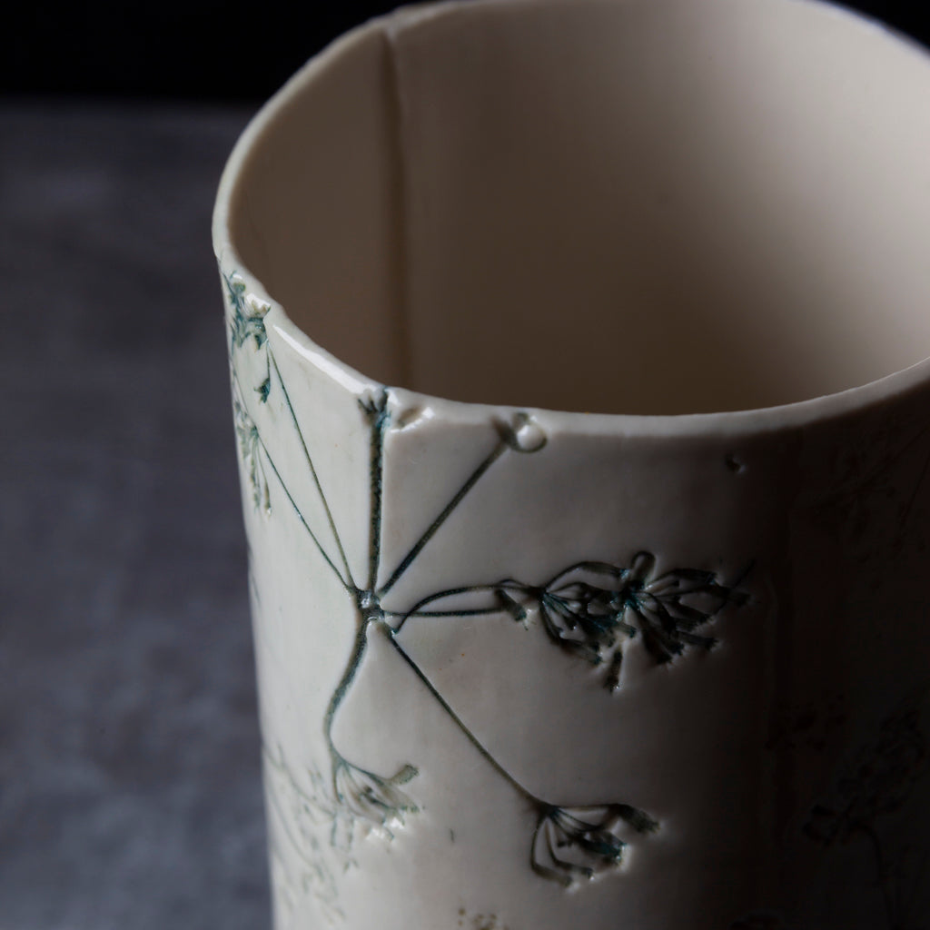 'Queen Anne's Lace' tall tealight - vase