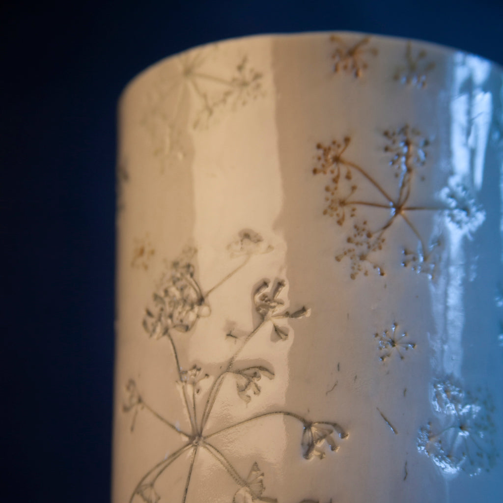 'Queen Anne's Lace' tall tealight - vase