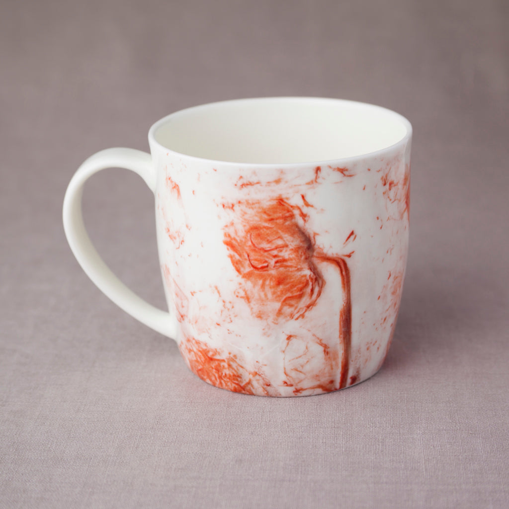 Curved 'Pink Roses' mug