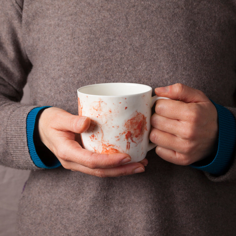 Curved 'Pink Roses' mug