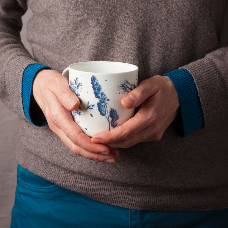 Curved 'Blue Grasses' Mug