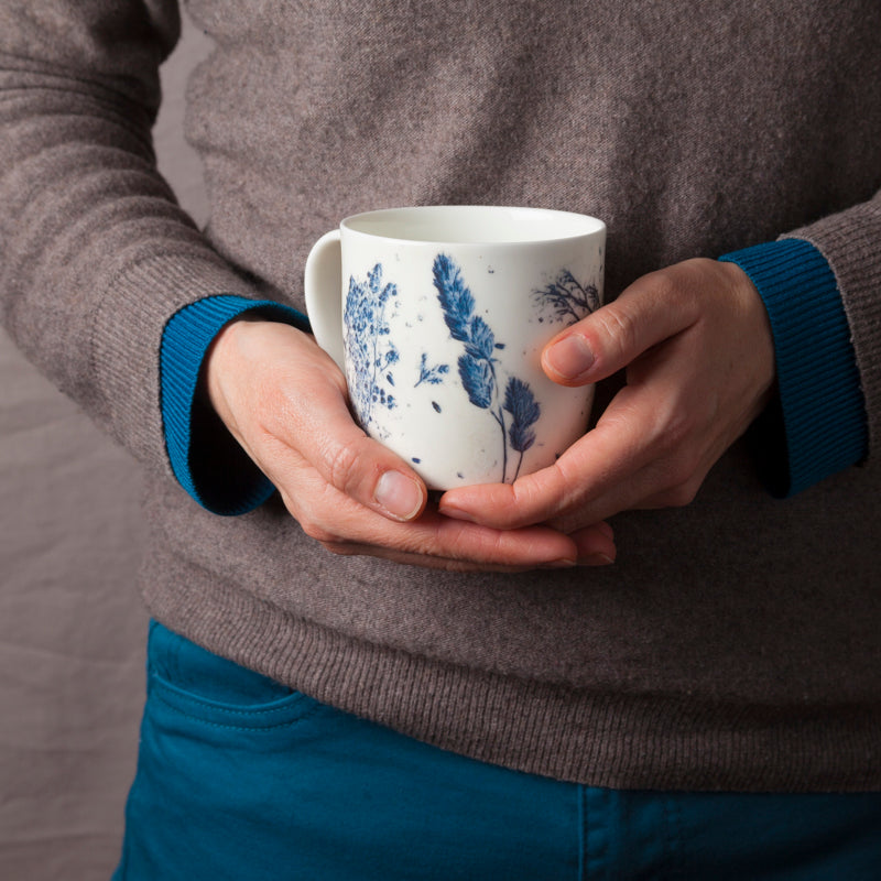 Curved 'Blue Grasses' Mug