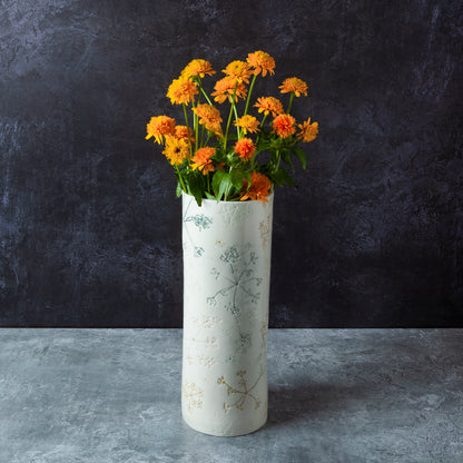 'Queen Anne's Lace' tall tealight - vase