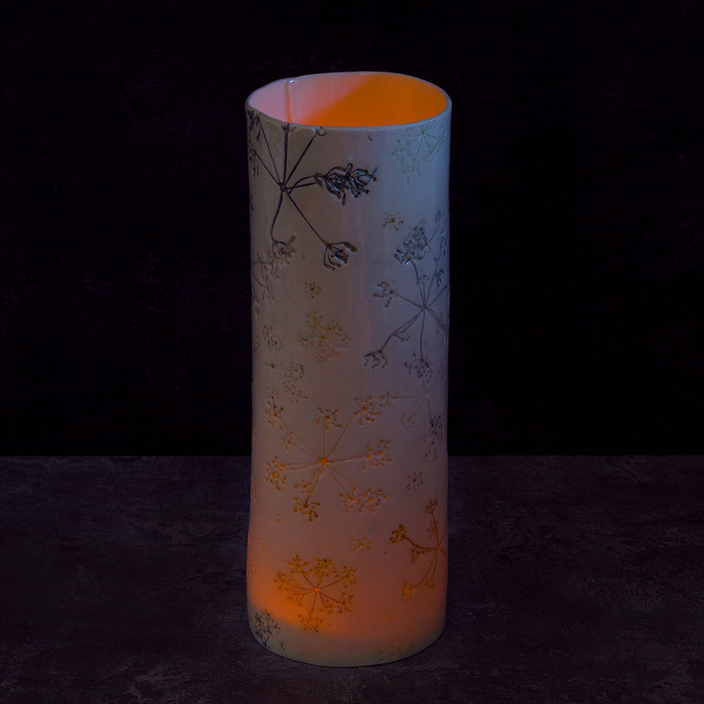 'Queen Anne's Lace' tall tealight - vase