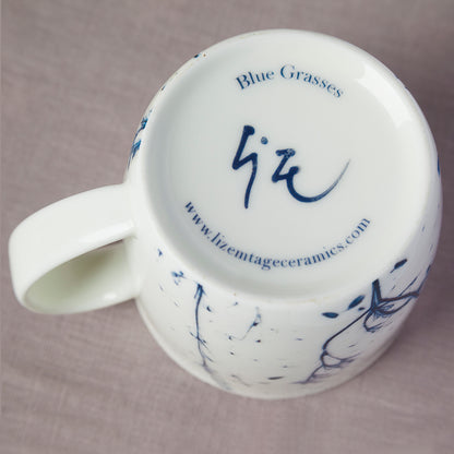 Curved 'Blue Grasses' Mug