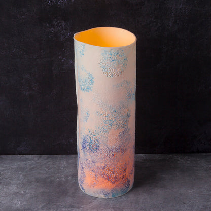 'Blue Snow Flakes' tall tealight-vase